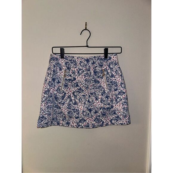 Lilly Pulitzer Marigold Skort Women's Size 0 Indigo Star Crush Skirt Nautical - Picture 1 of 4